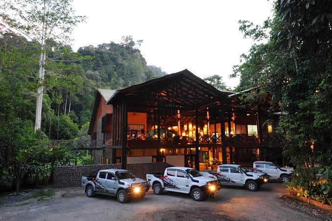 Danum Valley Field Centre buildings at the edge of primary rainforest